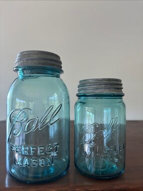 Aqua Glass Ball Mason Jars